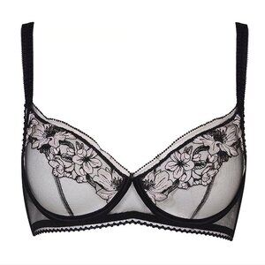 New! Myla London Warren Mews Black Mesh Embroidered Underwire Bra 4422